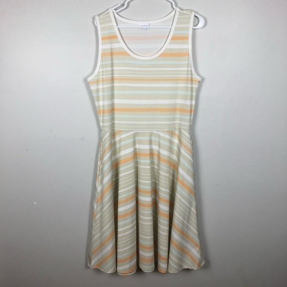 LuLa roe Women’s tan and cream striped summer dress with pockets Size XL - Picture 4 of 11
